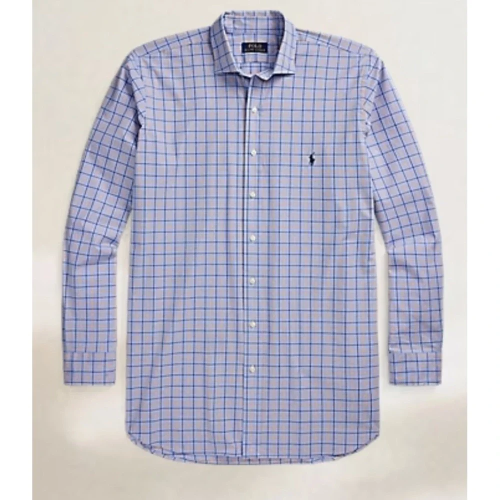 Polo Ralph Lauren Dress Shirt Blue Orange Plaid Big & Tall Men's Size 3XB NWT